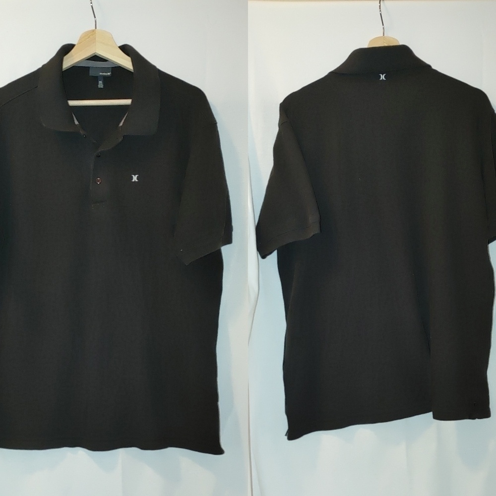 Hurley Cotton Polo Short Sleeve Black XL Classic‎ Casual Shirt Men's